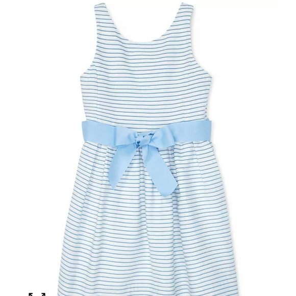 ralph lauren striped fit and flare dress Ralph Lauren Striped Linen Fit-And-Flare Dress In Red/Cream/Navy
